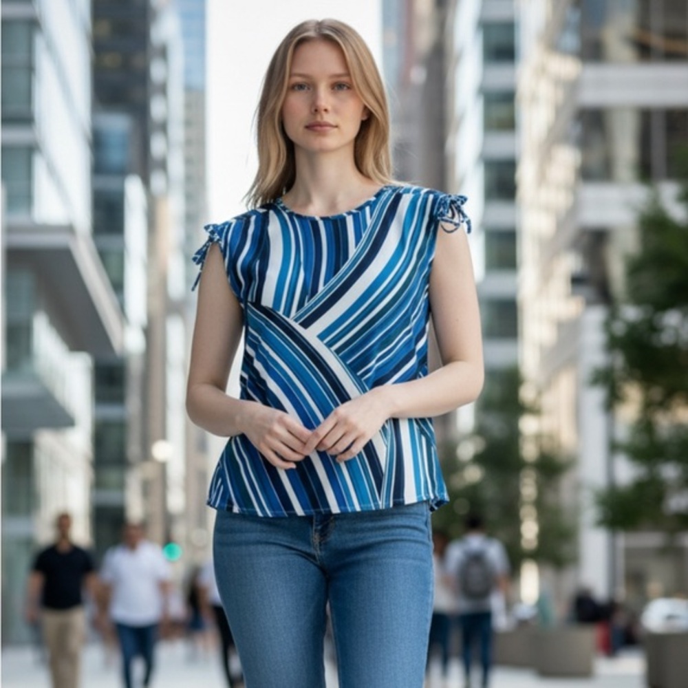 Cure Multi Blue Striped Blouse